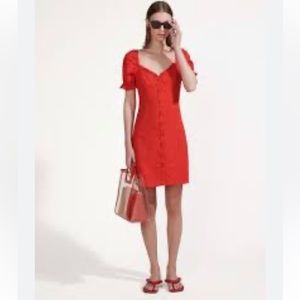 Staud Red Mini Button front Dress